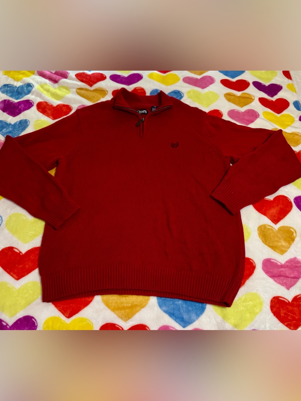 Chaps Men’s Red Quarter-Zip Sweater